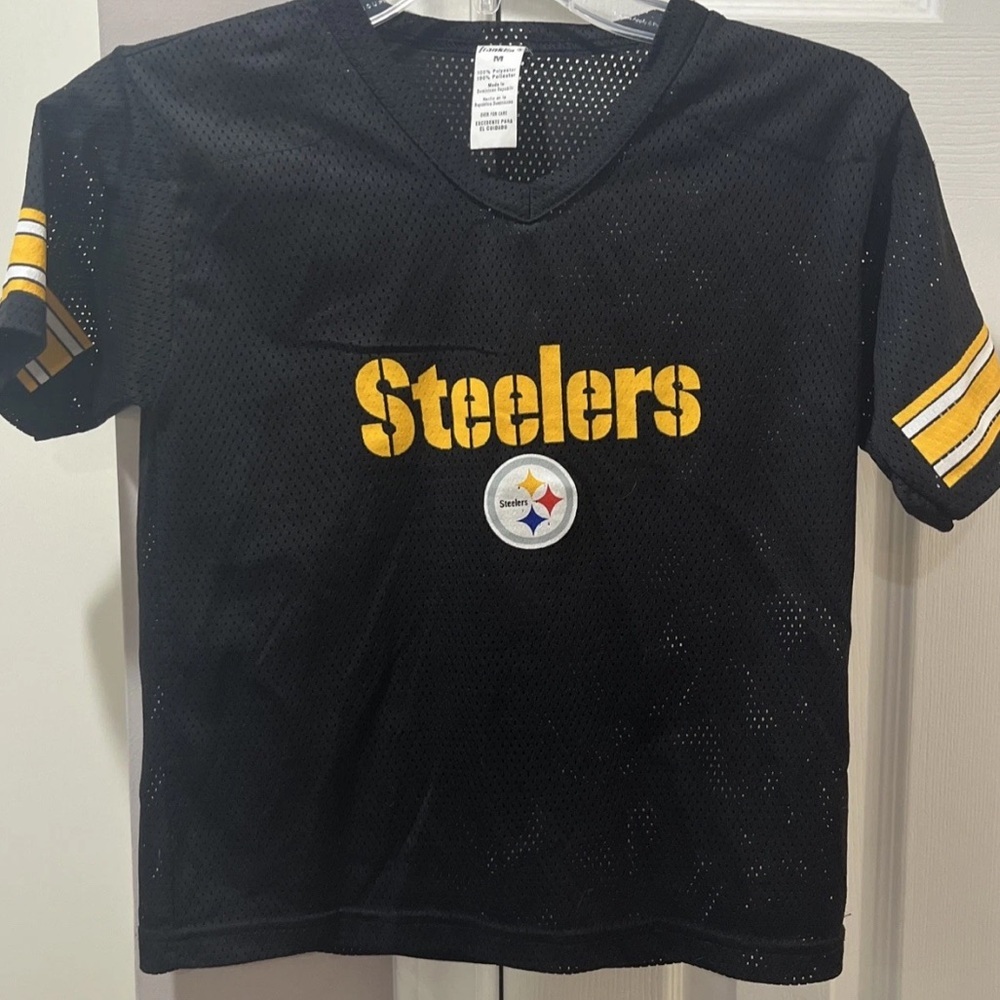 Women’s Pittsburg Steelers Football Jersey Franklin NFL Logo Apparel Crop Sports